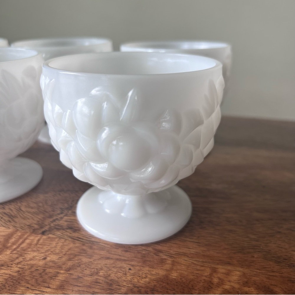 Milk glass pedestal bowls